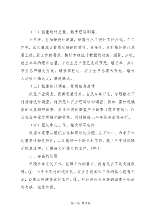 二五镇上半年统计工作总结.docx