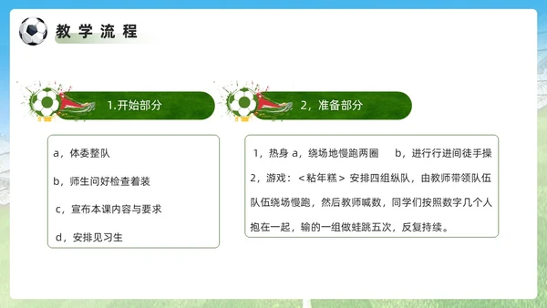 绿色简约风足球正脚背踢球PPT模板