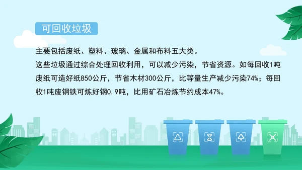 简约垃圾分类主题教育PPT模板