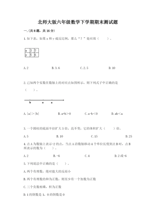 北师大版六年级数学下学期期末测试题精品【易错题】.docx