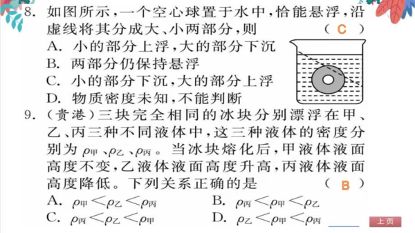 【人教版】物理八年级下册 第10章 自我测评 习题课件
