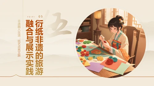 黄色国风非遗衍纸技艺赏析PPT模板