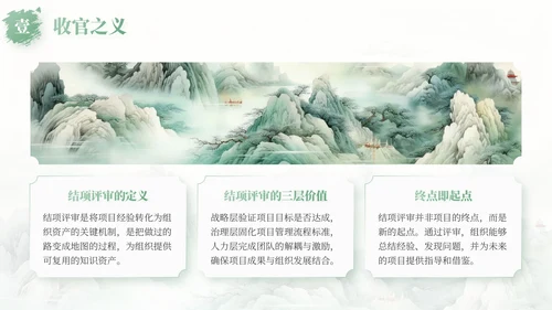 绿色中国风项目总结内部复盘会PPT模板