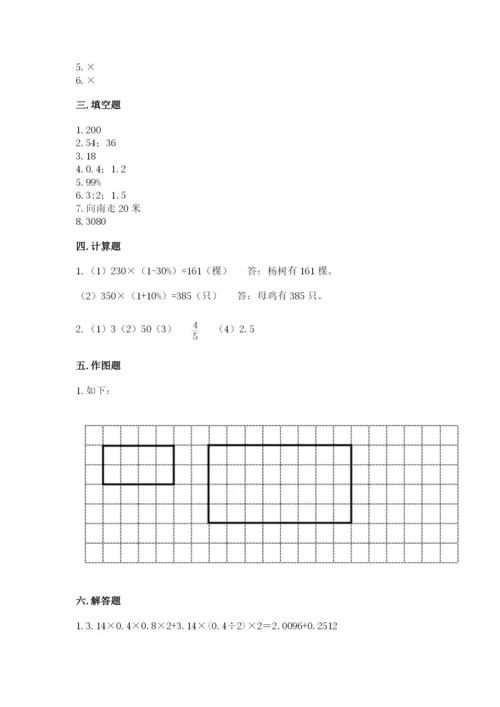 邢台市巨鹿县六年级下册数学期末测试卷带答案.docx