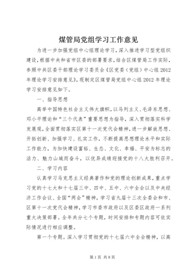 煤管局党组学习工作意见.docx