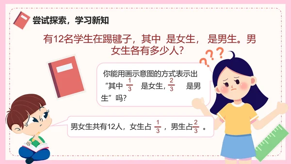 人教版数学三年级分数的简单应用PPT模板