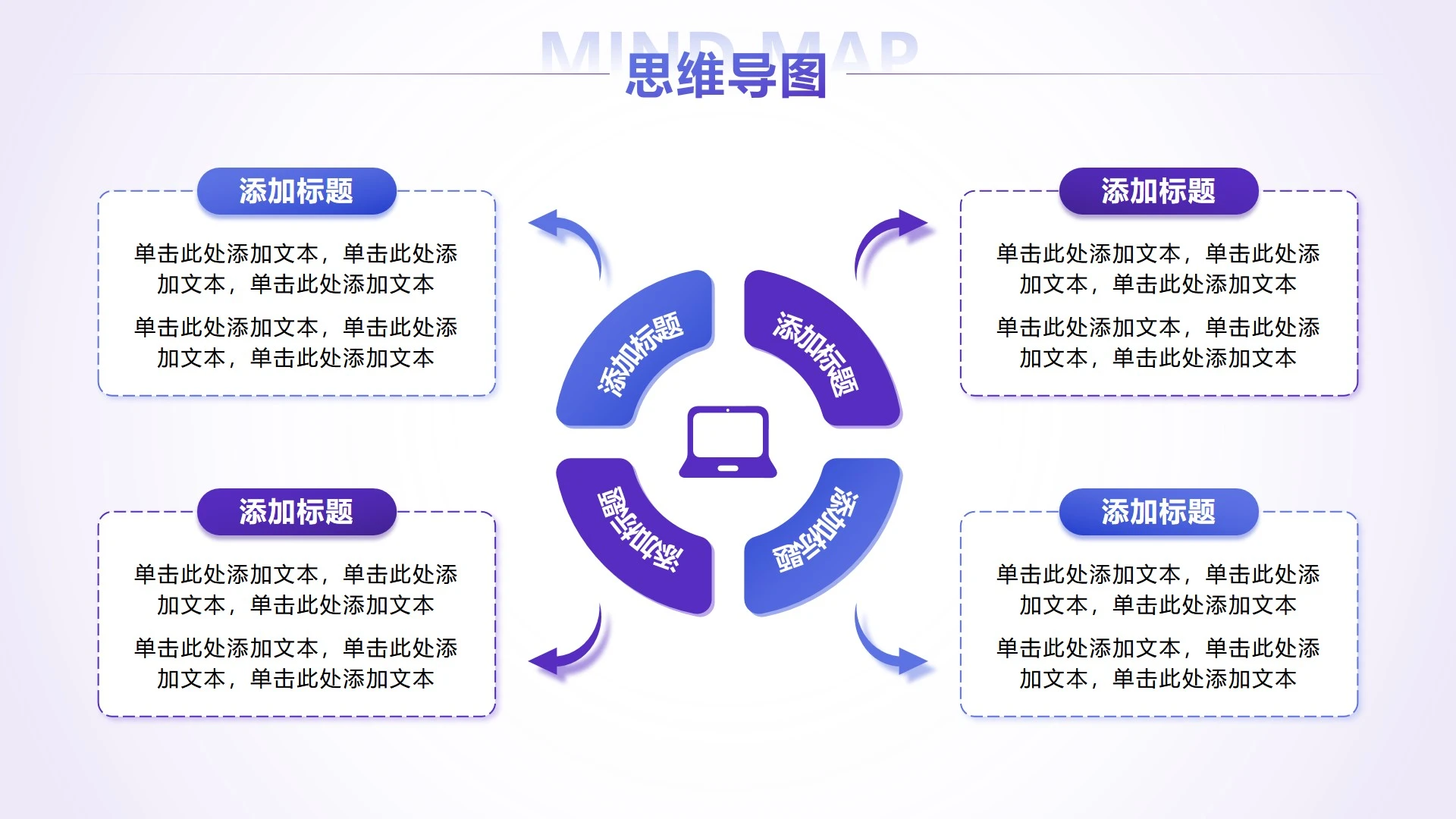 蓝紫色渐变思维导图正文页PPT单页