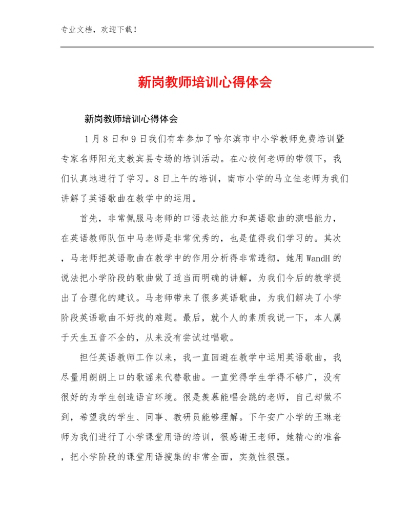 新岗教师培训心得体会例文23篇.docx