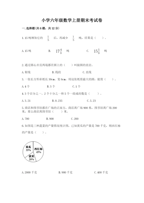 小学六年级数学上册期末考试卷附参考答案【预热题】.docx