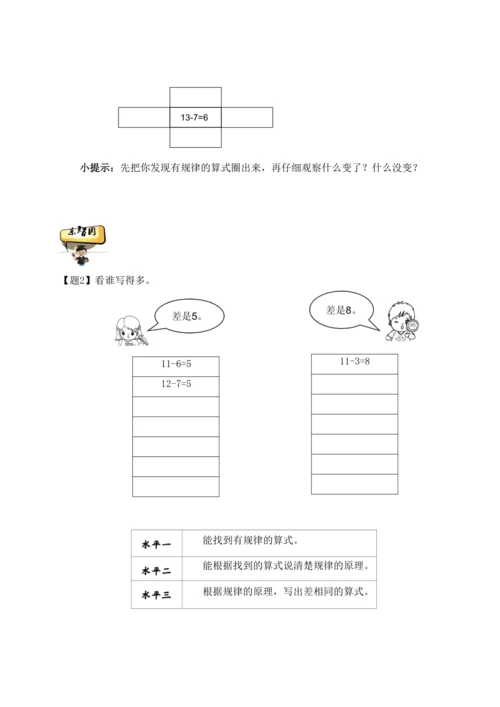 【素养进阶结构化单元评价工具】一年级下册数学 第2单元《20以内的退位减法》人教版