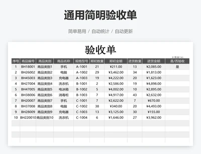 通用简明验收单