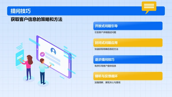 蓝色插画风客服礼仪培训PPT模板