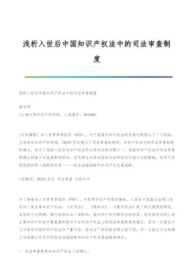 浅析入世后中国知识产权法中的司法审查制度.docx