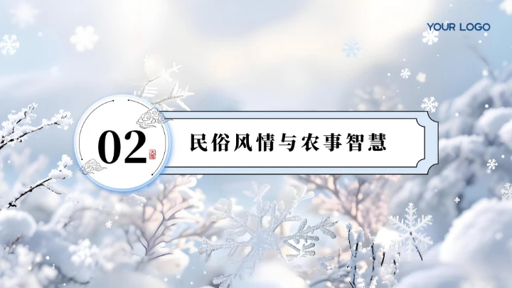 蓝色中国风大雪节气介绍通用PPT模板