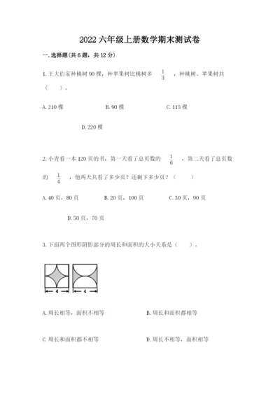 2022六年级上册数学期末测试卷（各地真题）word版.docx