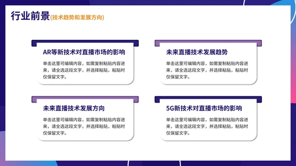 紫色简约渐变直播行业商业模式画布PPT模板