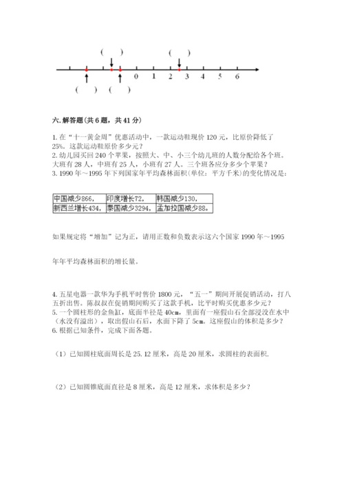 冀教版小学六年级下册数学期末综合素养测试卷【精练】.docx