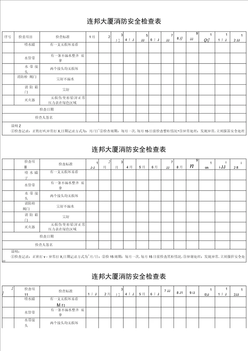 大厦消防安全检查表