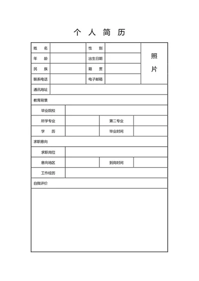 个人求职简历表格word模板