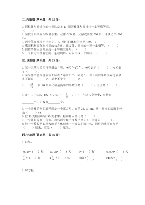 北道区六年级下册数学期末测试卷1套.docx