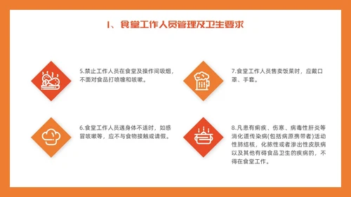 橙色简约插画风食堂管理培训PPT课件