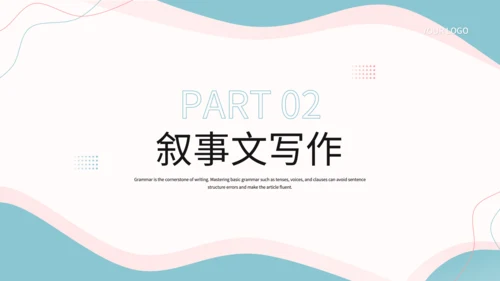 蓝色简约风英语写作结构课件PPT