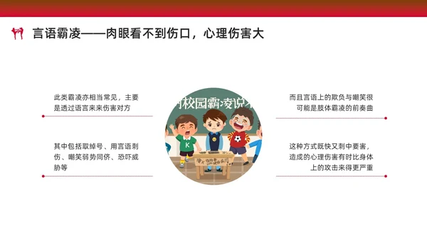红色水彩简约预防校园欺凌家长会PPT课件
