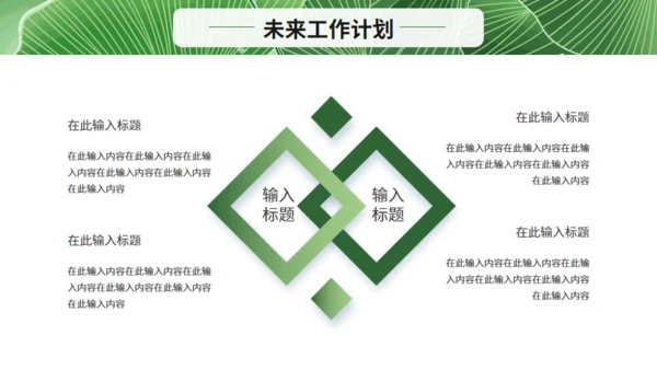 清新绿叶月度复盘总结通用PPT模板