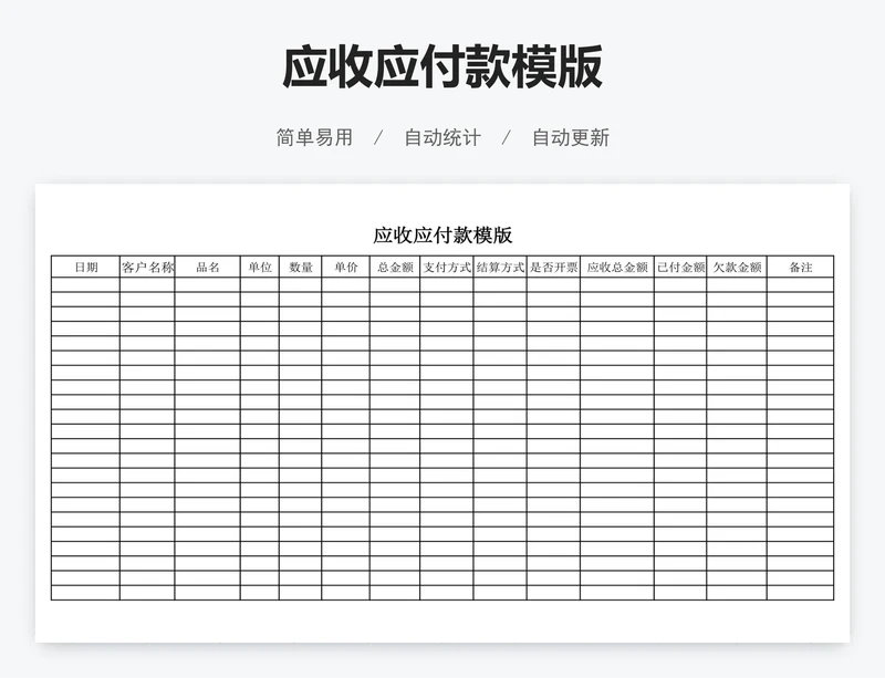 应收应付款模版