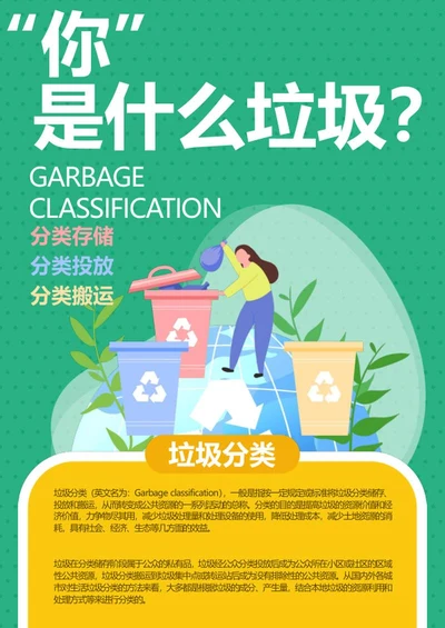 绿色清新垃圾分类宣传海报word模板