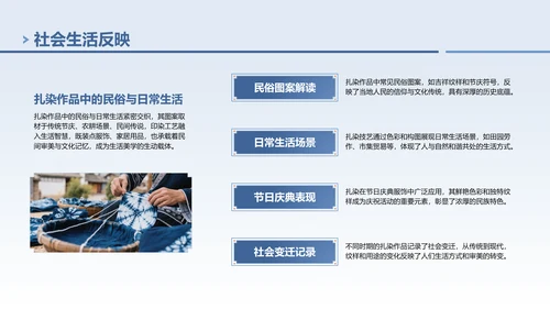蓝色中国风非遗扎染文化技艺PPT模板
