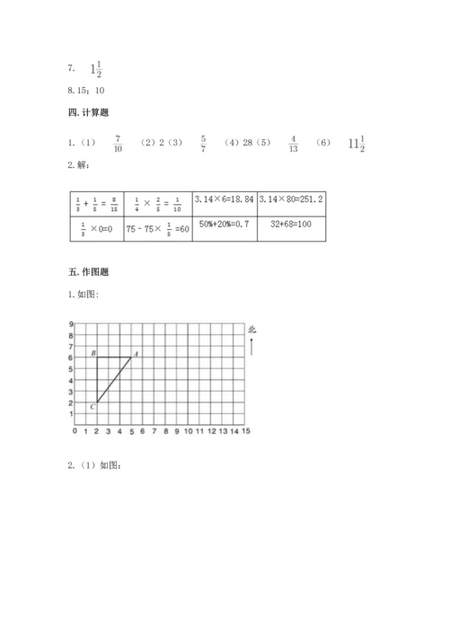 人教版六年级上册数学期中测试卷含答案【精练】.docx