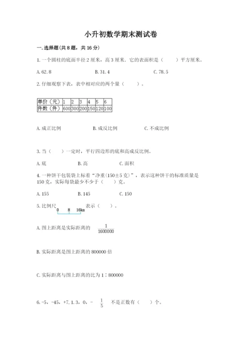 小升初数学期末测试卷（名师推荐）.docx