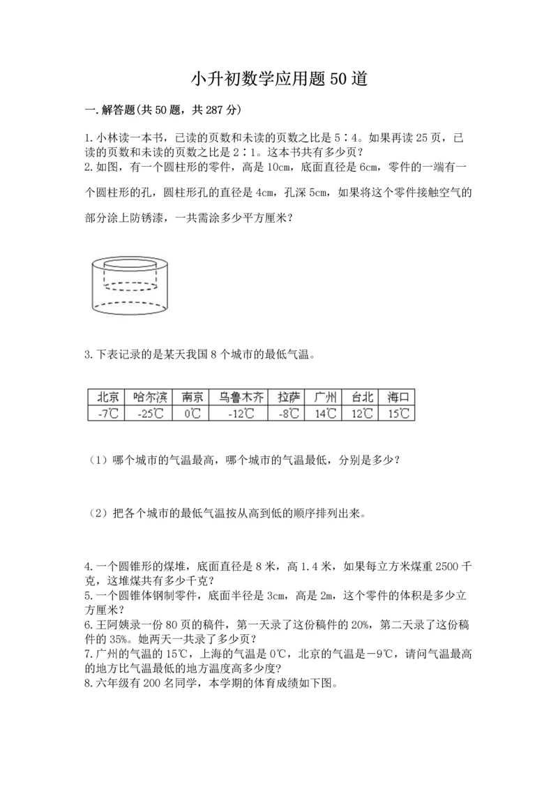 小升初数学应用题50道含完整答案【全国通用】.docx