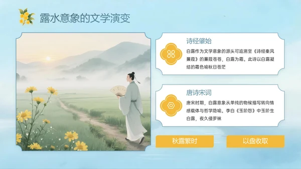 蓝绿黄色中国风白露节气PPT模板