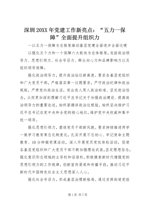 深圳20XX年党建工作新亮点：“五力一保障”全面提升组织力.docx