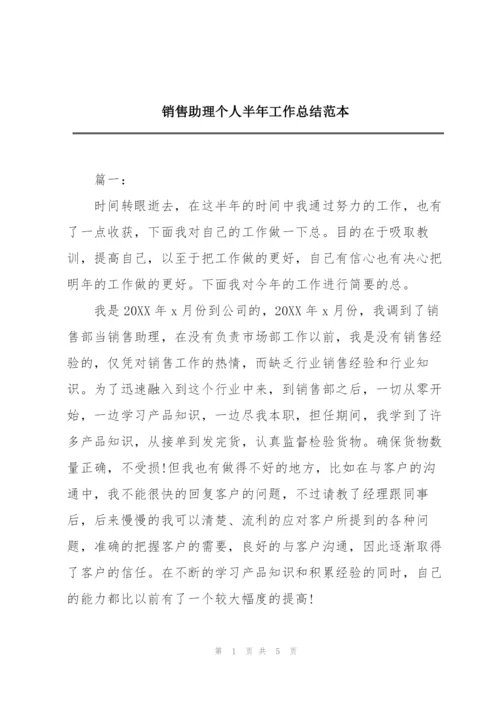 销售助理个人半年工作总结范本.docx