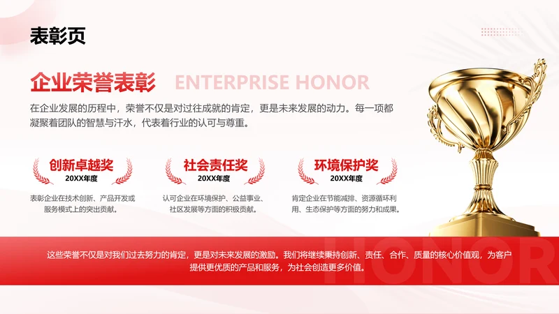 红色商务风荣誉表彰页