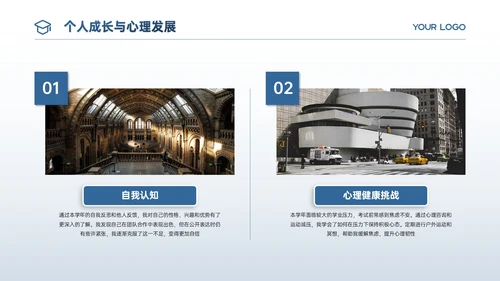 蓝色商务风结业报告PPT模板