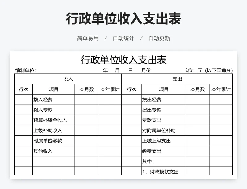 行政单位收入支出表