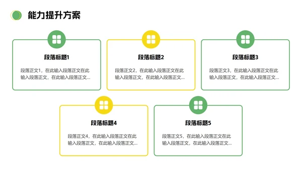 简约绿黄色插画大学生职业规划PPT模板