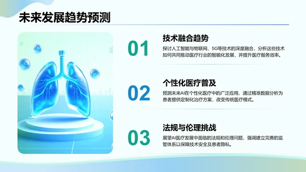 绿色3D风人工智能在医疗行业的创新与挑战PPT模板