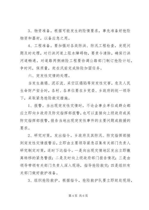 蒲洼乡人民政府汛期防治地质灾害工作应急预案 (4).docx