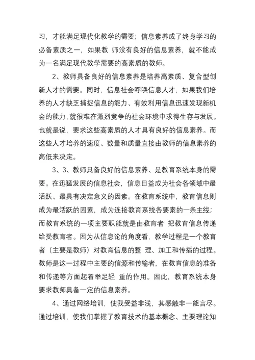 教师信息技术应用能力提升研修总结