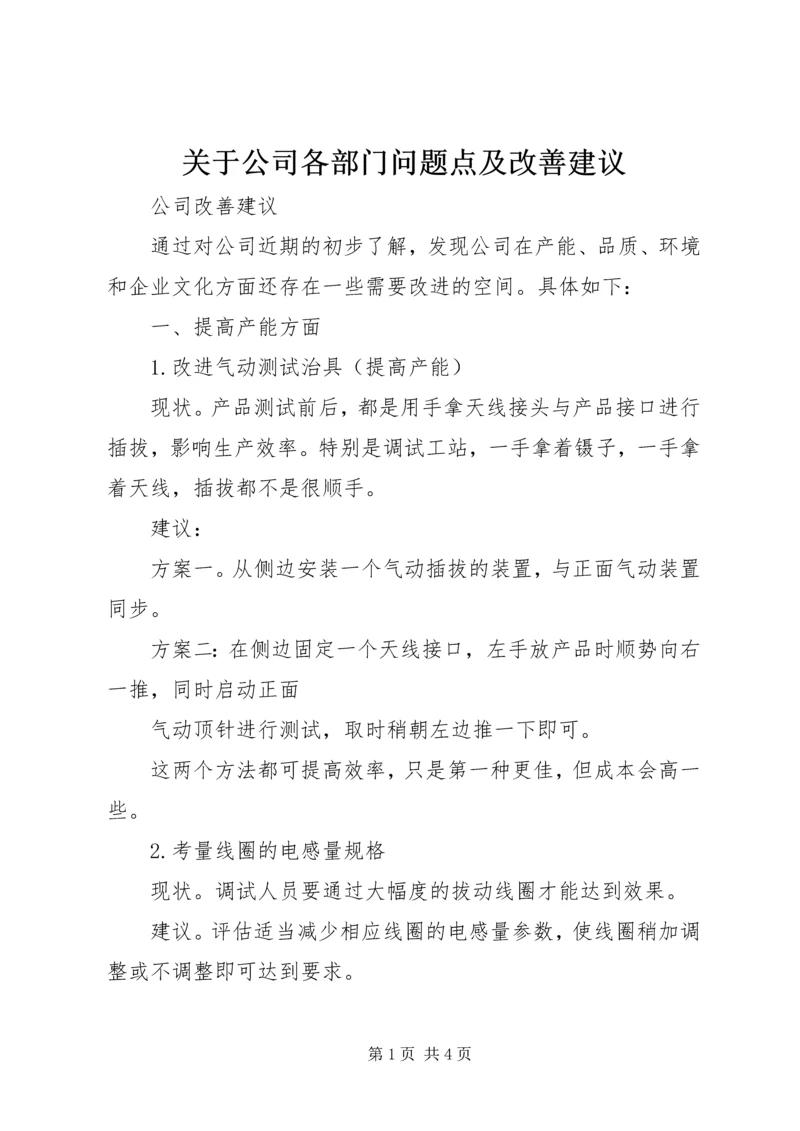 关于公司各部门问题点及改善建议 (4).docx