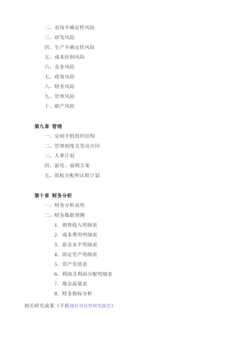 定制手机项目商业计划书模板.docx