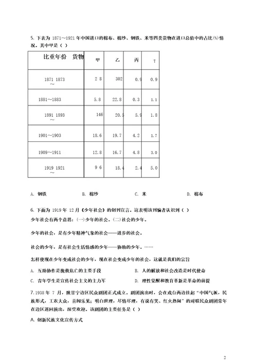 2023年高考山东历史真题及精品解析