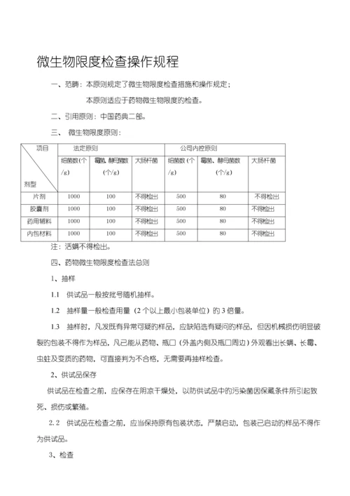 片剂脆碎度与微生物限度检查操作专题规程概述.docx