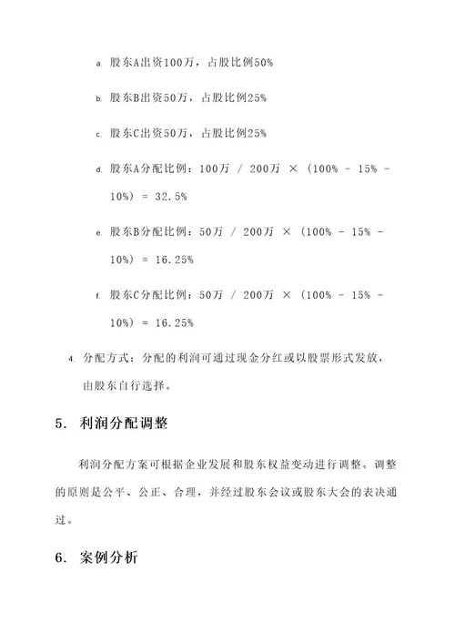中小企业股东利润分配方案