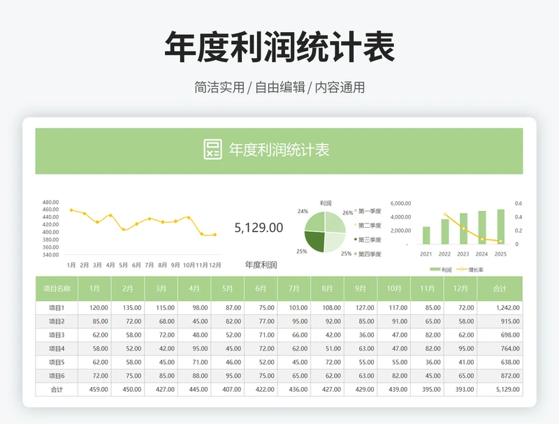 年度利润统计表1
